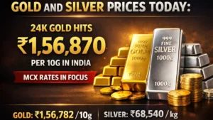 Gold and Silver Prices Today: 24K Gold Hits ₹1,56,870 per 10g in India, MCX Rates in Focus