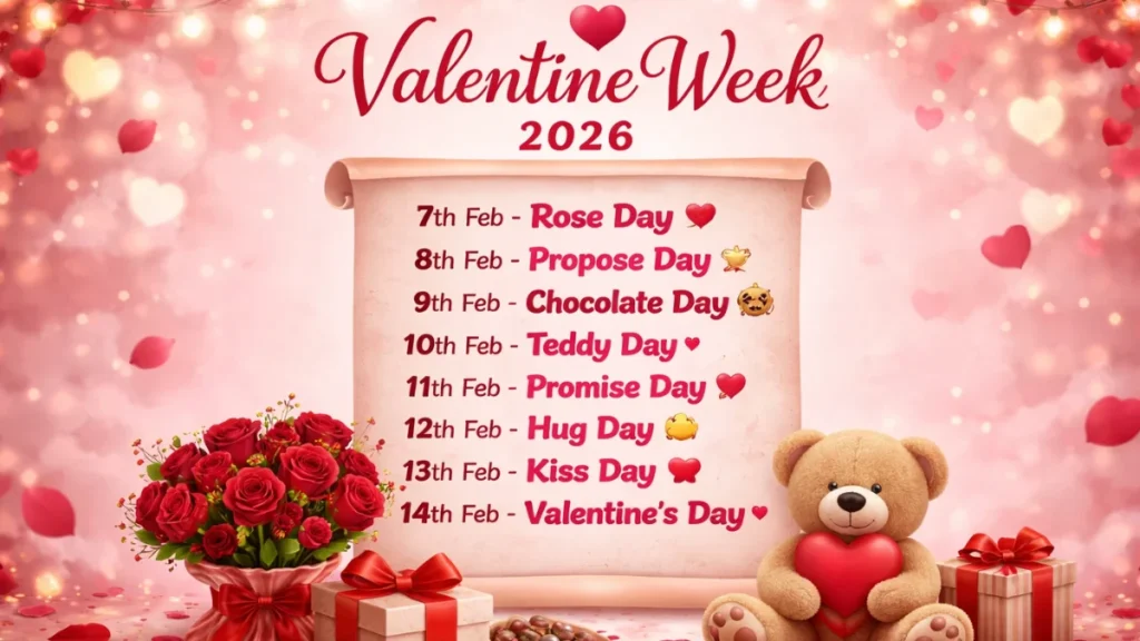 Valentine Week 2026 Calendar Explained: Complete Dates from Rose Day to Valentine’s Day